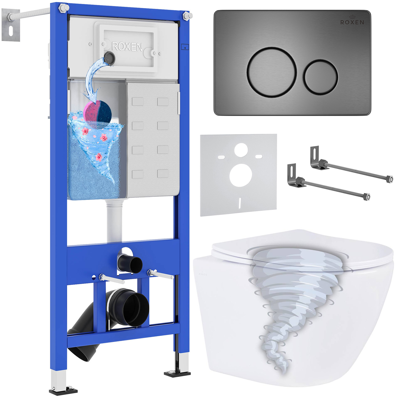 Инсталляция с унитазом подвесным Roxen StounFix Dual Fresh 968390