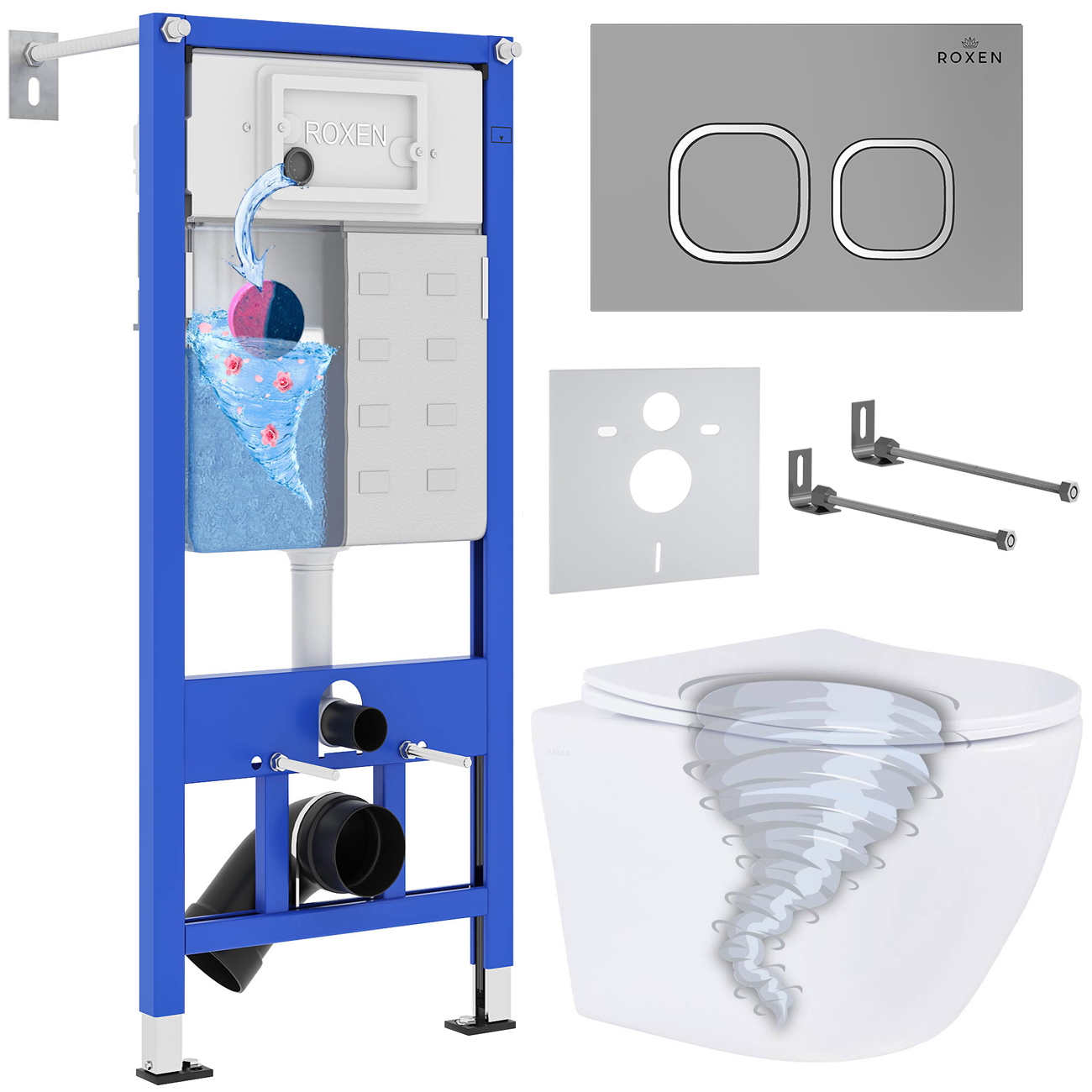 Инсталляция с унитазом подвесным Roxen StounFix Dual Fresh 968387