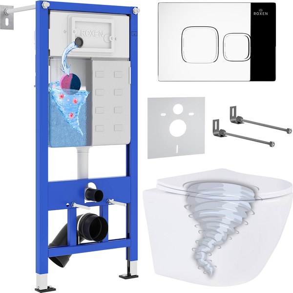 Унитаз подвесной с инсталляцией Roxen StounFix Dual Fresh 968385