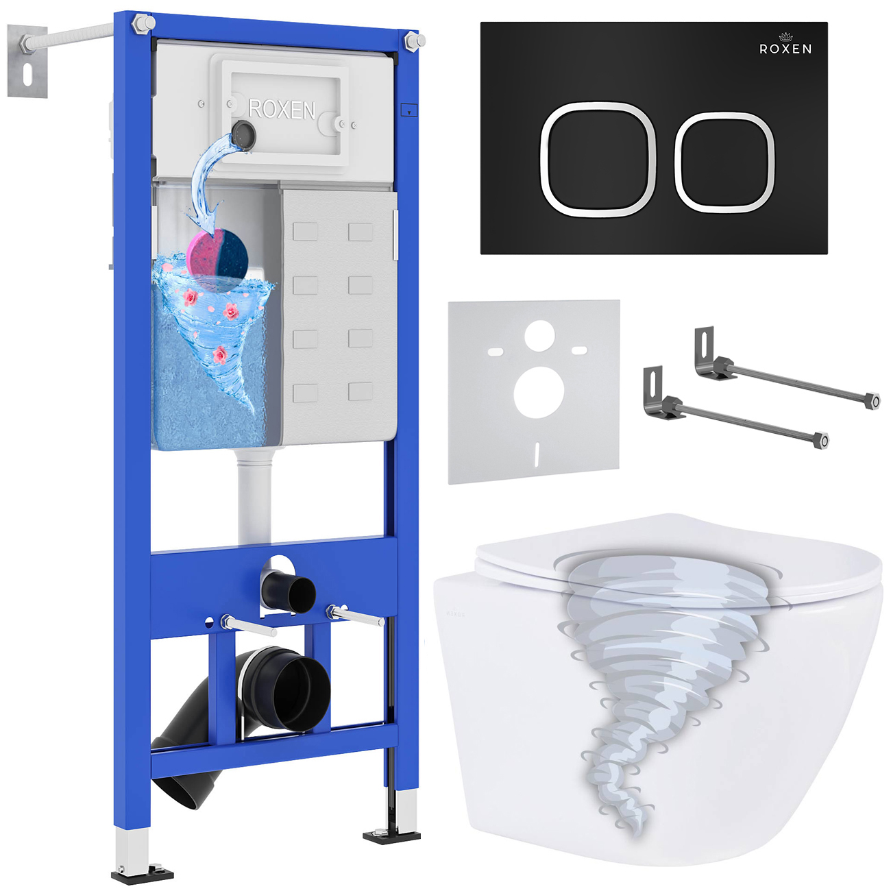 Инсталляция с унитазом подвесным Roxen StounFix Dual Fresh 968377