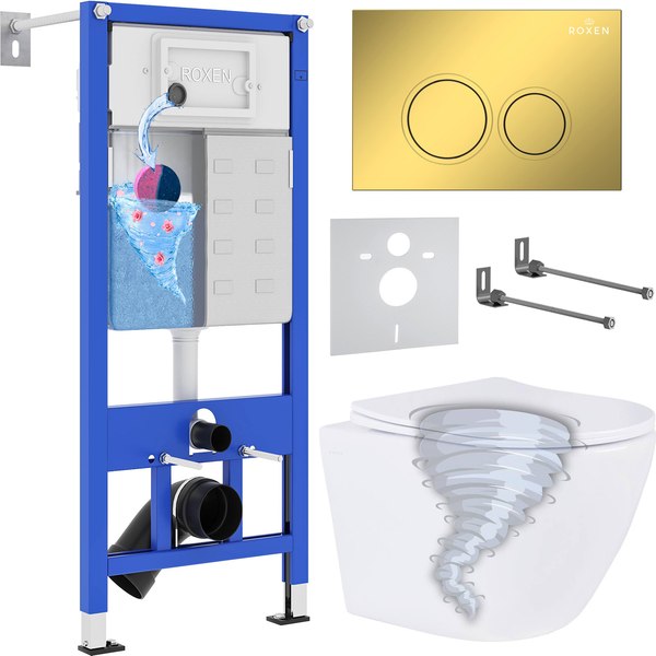 Унитаз подвесной с инсталляцией Roxen StounFix Dual Fresh 968356