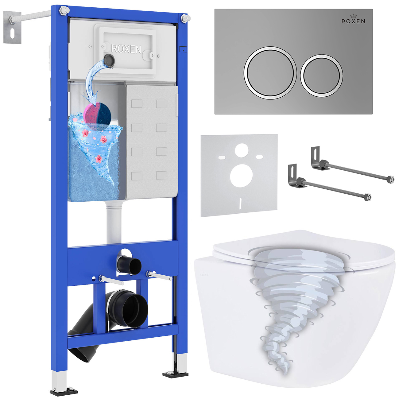 Инсталляция с унитазом подвесным Roxen StounFix Dual Fresh 968345