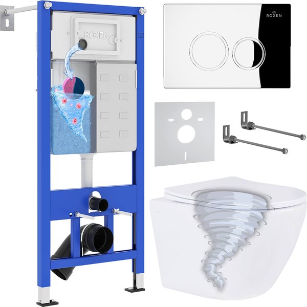 Унитаз подвесной с инсталляцией Roxen StounFix Dual Fresh 968340