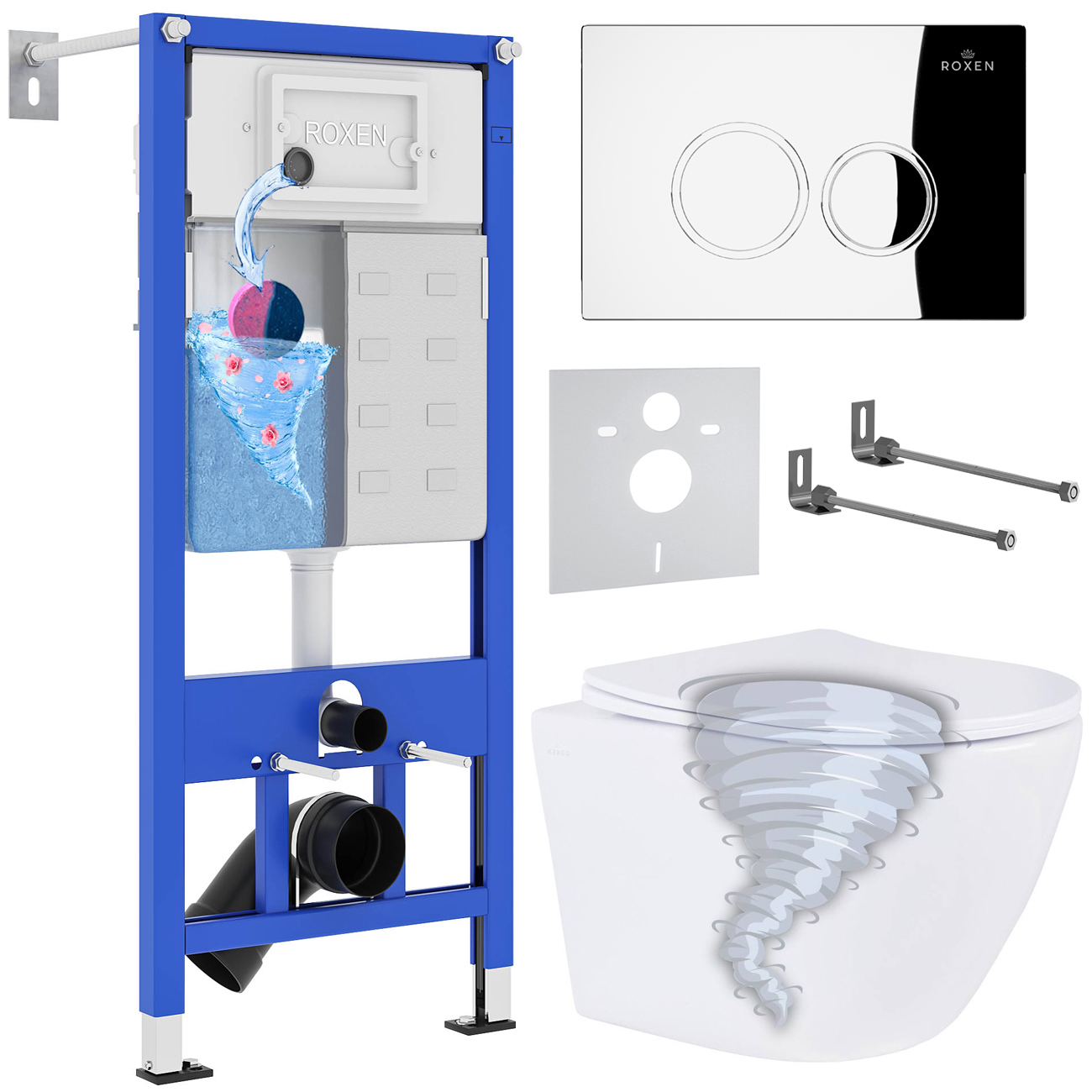 Инсталляция с унитазом подвесным Roxen StounFix Dual Fresh 968340