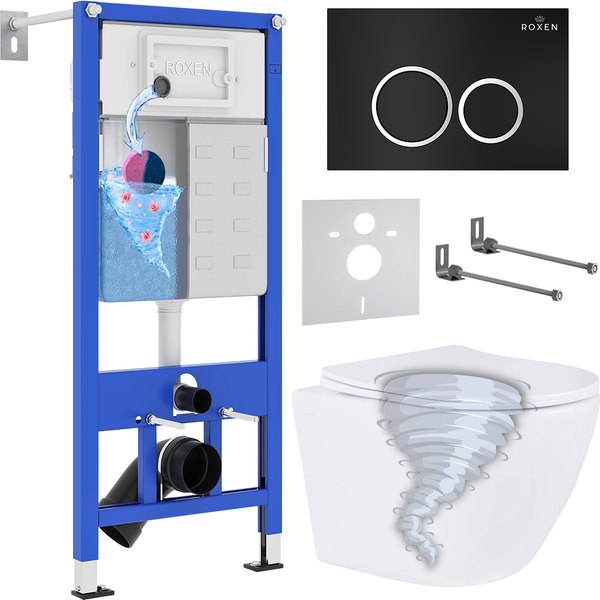 Унитаз подвесной с инсталляцией Roxen StounFix Dual Fresh 968339