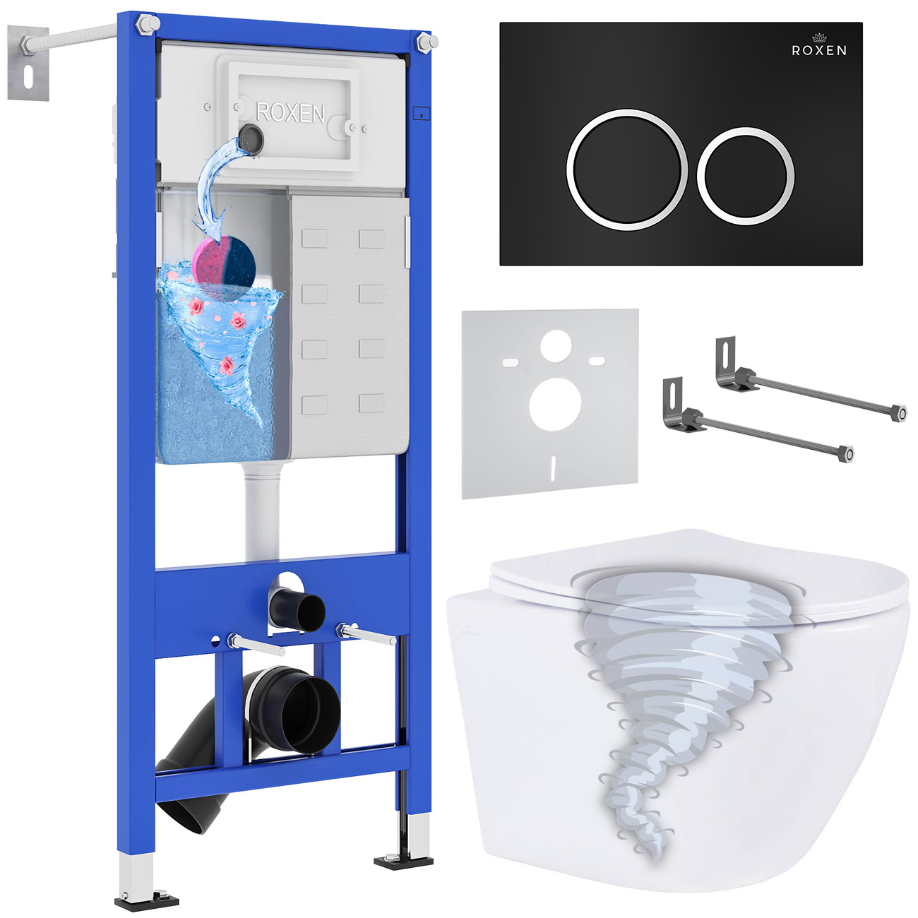 Инсталляция с унитазом подвесным Roxen StounFix Dual Fresh 968339
