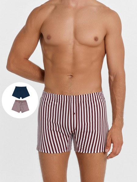 Изображение товара Комплект мужских трусов Mark Formelle 411152-2 (р.110-120, темно-красная полоска/морская глубина)