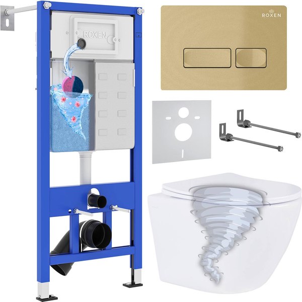 Унитаз подвесной с инсталляцией Roxen StounFix Dual Fresh 968332