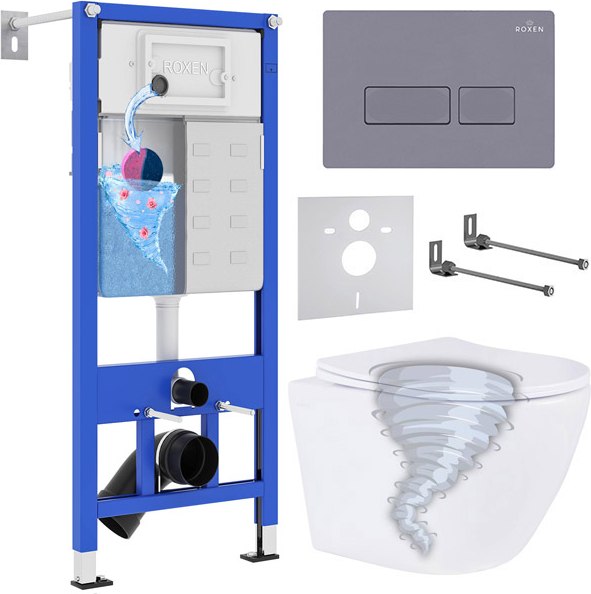 Унитаз подвесной с инсталляцией Roxen StounFix Dual Fresh 968330