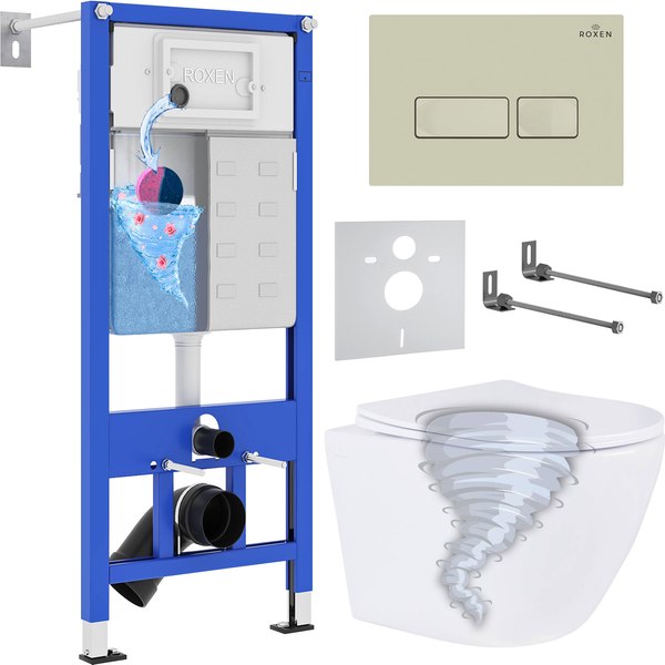 Унитаз подвесной с инсталляцией Roxen StounFix Dual Fresh 968326