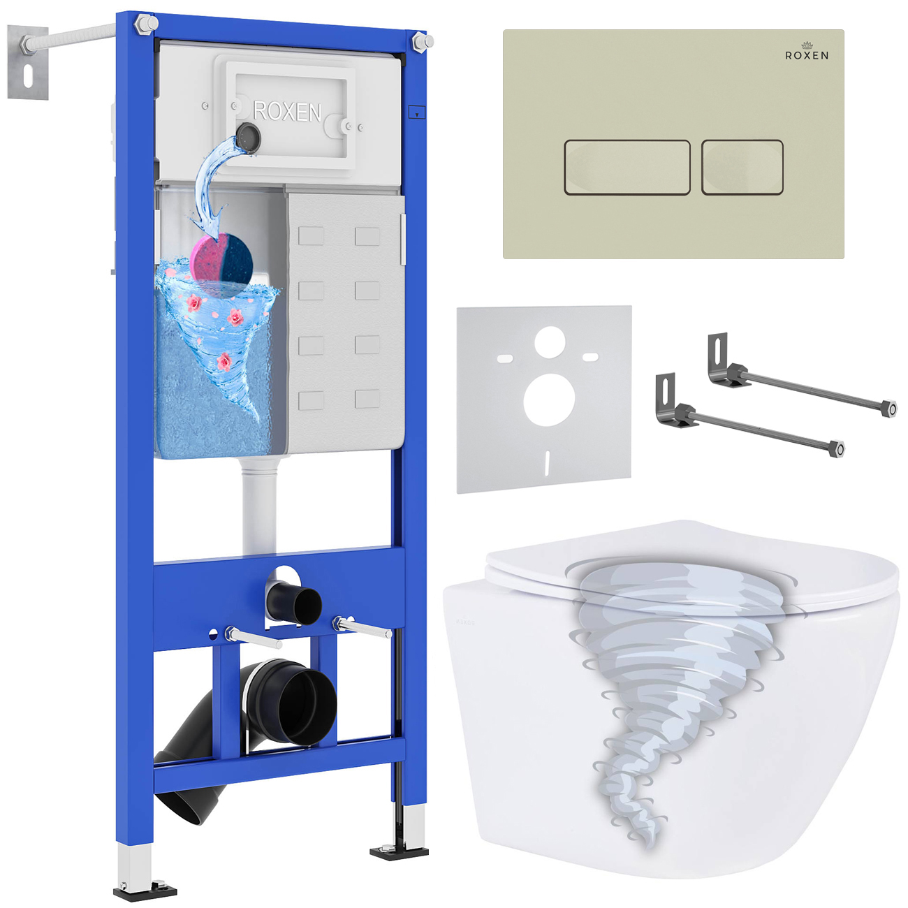 Инсталляция с унитазом подвесным Roxen StounFix Dual Fresh 968326