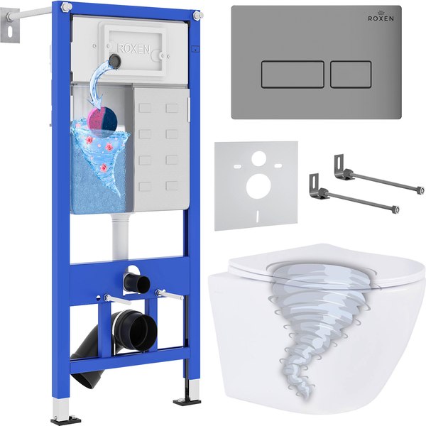 Унитаз подвесной с инсталляцией Roxen StounFix Dual Fresh 968322