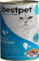 Влажный корм для кошек Bestpet Cat с тунцом и анчоусами в соусе (400г) - 