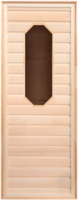 Деревянная дверь для бани Везувий 190х70 (восьмиугольное стекло, коробка хвоя) - 
