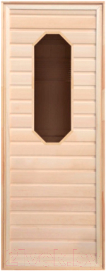 Деревянная дверь для бани Везувий 190х70 (восьмиугольное стекло, коробка хвоя)