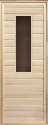 Деревянная дверь для бани Везувий 190х70 (прямоугольное стекло, коробка хвоя)