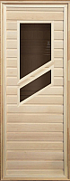 Деревянная дверь для бани Везувий 1900х700 (с 2-мя косыми стеклами, коробка хвоя) - 