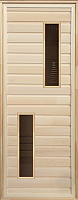 Деревянная дверь для бани Везувий 190х70 (с 2-мя стеклами, коробка хвоя) - 