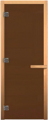 Стеклянная дверь для бани/сауны Везувий 2000x700 (стекло бронзовое матовое, осина)
