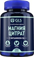 Минерал GLS Pharmaceuticals Магния цитрат с витамином B6 БАД №180 (в капсулах по 500мг) - 