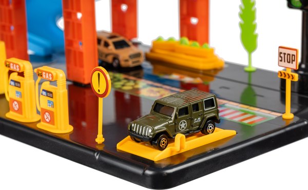 Паркинг игрушечный Labalu 5-уровневый с дорогой и автомобилями / P9588A-1 (голубой, 2 машинки)