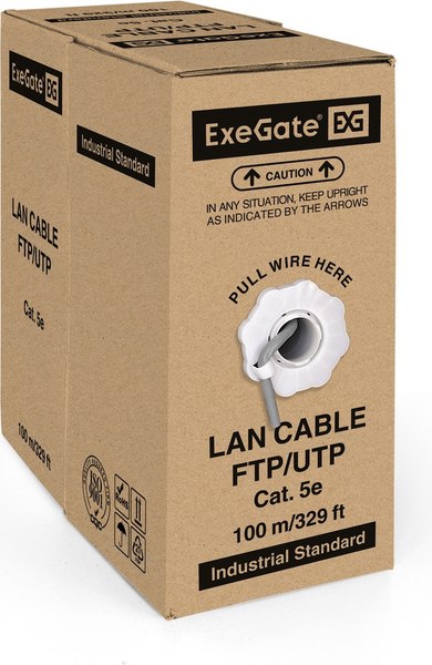 Кабель ExeGate UTP4-C5e-CCA-S26-IN-PVC-GY-100 / EX281818RUS