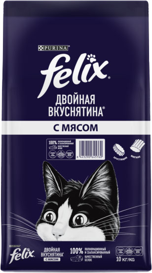 Сухой корм для кошек Felix Двойная вкуснятина с мясом