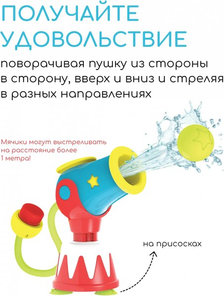 Игрушка для ванной Yookidoo Водяная пушка с шариками 40215