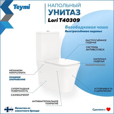 Купить Унитаз напольный Teymi Lori / T40309  