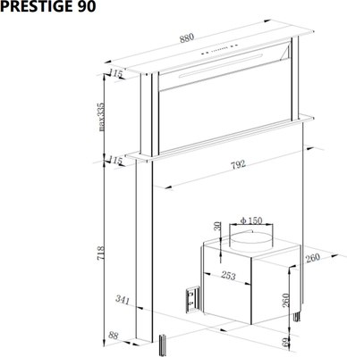 Купить Вытяжка скрытая Maunfeld Prestige 90  