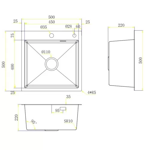 Мойка кухонная Blantek LS-5050H Honeycomb