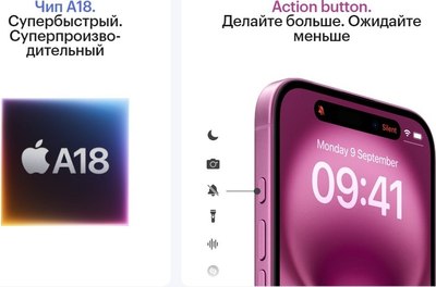 Смартфон Apple iPhone 16 256GB (розовый)