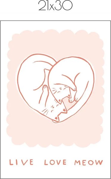 Постер Citydecor Live, Love, Meow 1 (21x30)