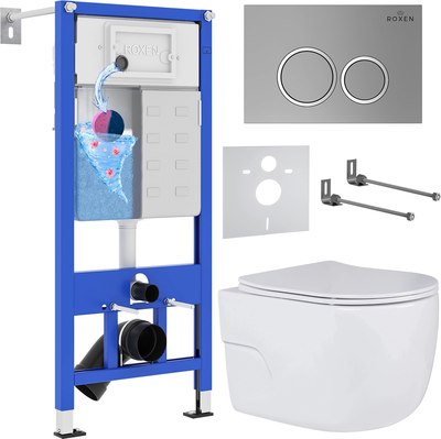 Унитаз подвесной с инсталляцией Roxen StounFix Dual Fresh 531880 - 