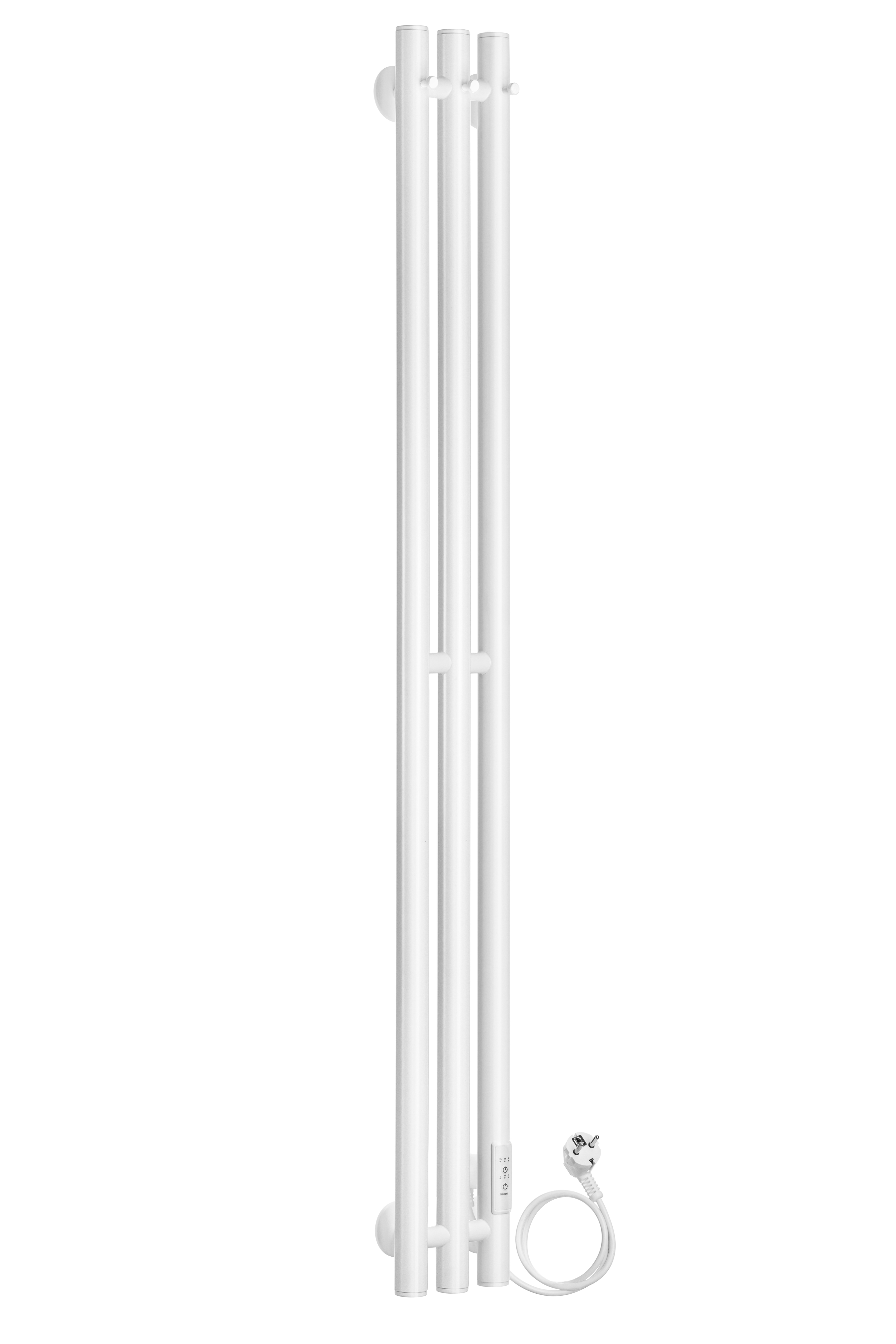 Полотенцесушитель электрический Ростела Мини 3 108х1500/3 (Ral 9016, с крючком, диммер) — фото 2