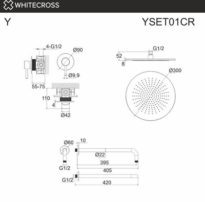 Душевая система Whitecross Y YSET01BL (черный матовый)