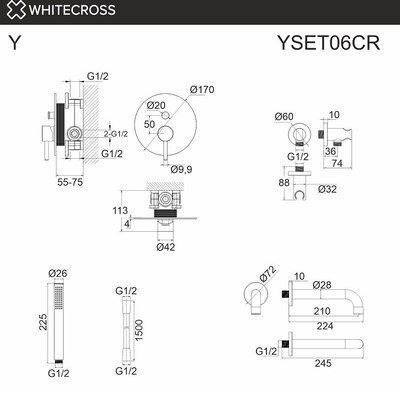 Душевой гарнитур Whitecross Y YSET06CR (хром)