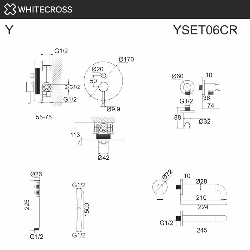 Душевой гарнитур Whitecross Y YSET06CR