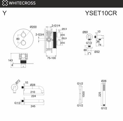 Душевой гарнитур Whitecross Y YSET10CR (хром)