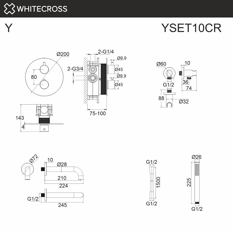 Душевой гарнитур Whitecross Y YSET10CR