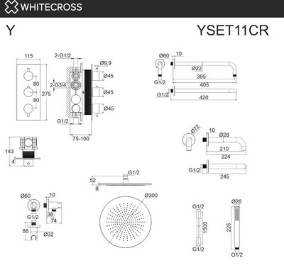 Душевая система Whitecross Y YSET11GL (золото)