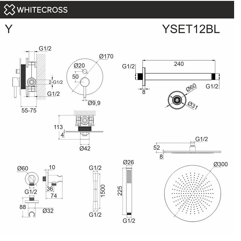 Душевая система Whitecross Y YSET12BL