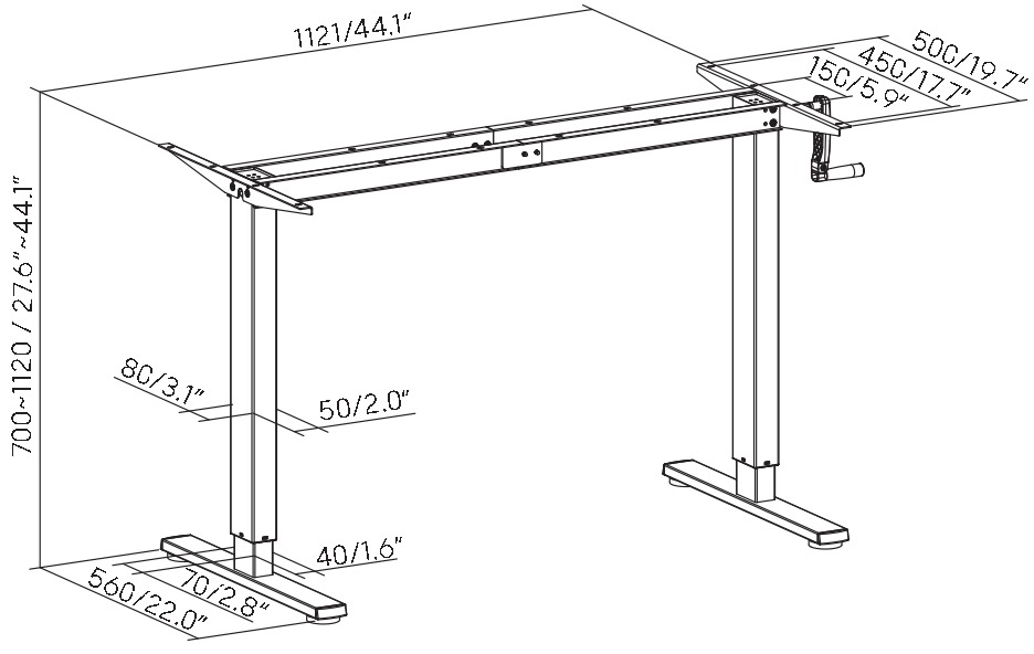 Подстолье Ergosmart Manual Desk Light