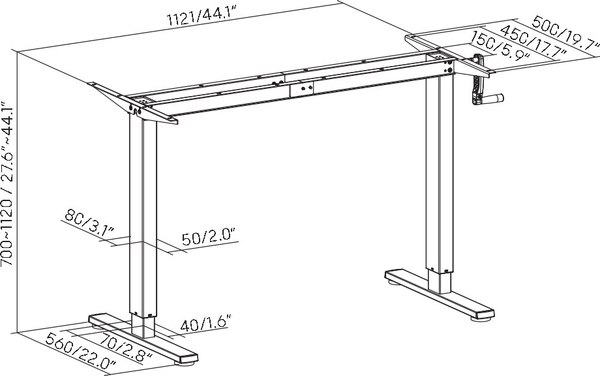 Подстолье Ergosmart Manual Desk Light (черный)