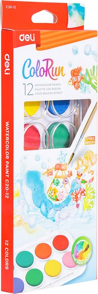 Акварельные краски Deli ColoRun / C2012 (12цв)
