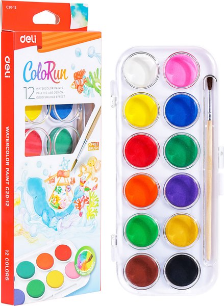 Акварельные краски Deli ColoRun / C2012 (12цв)