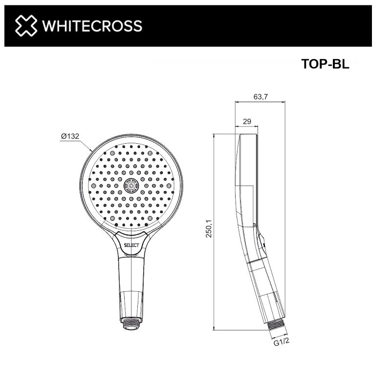 Лейка ручного душа Whitecross TOP-BL