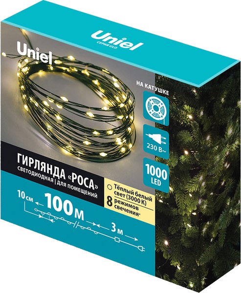 Светодиодная гирлянда Uniel Роса ULD-S10000-1000/DGA / UL-00012089 (теплый белый)