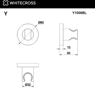 Душевой держатель Whitecross Y1006BL (черный матовый)