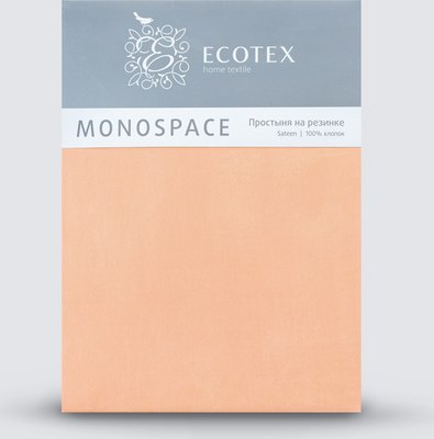 Простыня ECOTEX Моноспейс Сатин на резинке 140x200x23 / ПРСС14 (персиковый)